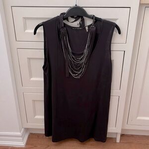 Elie Tahari black tank top with detachable necklace, small